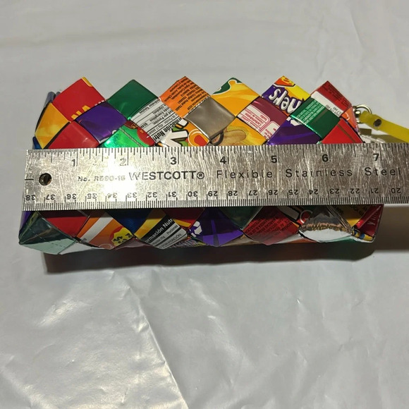 Colorful Woven Clutch with Wristlet - Picture 6 of 7